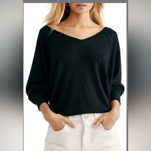 NWT Free People Santa Clara Thermal Top, Black , Size M.